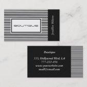 Carte De Visite Élégant professionnel noir rayures lin (Devant / Derrière)