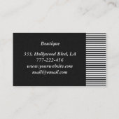 Carte De Visite Élégant professionnel noir rayures lin (Dos)