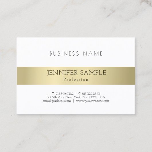 Carte De Visite Elégant professionnel or look simple Plain moderne (Devant)