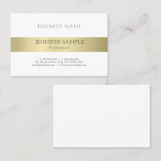 Carte De Visite Elégant professionnel or look simple Plain moderne (Devant / Derrière)