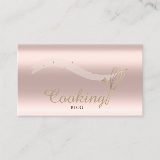 Carte De Visite Élégant professionnel, Or Rose, Whisk, Cuisine (Devant)