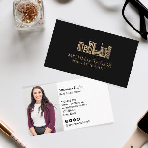Carte De Visite Élégant professionnel photo Realtor Immobilier