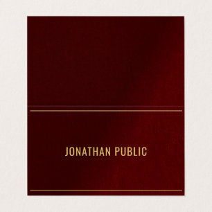 Carte De Visite Élégant Professionnel Plié Bordeaux Et Or