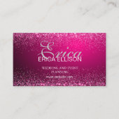 Carte De Visite Élégant professionnel QR Code Pink Silver (Devant)