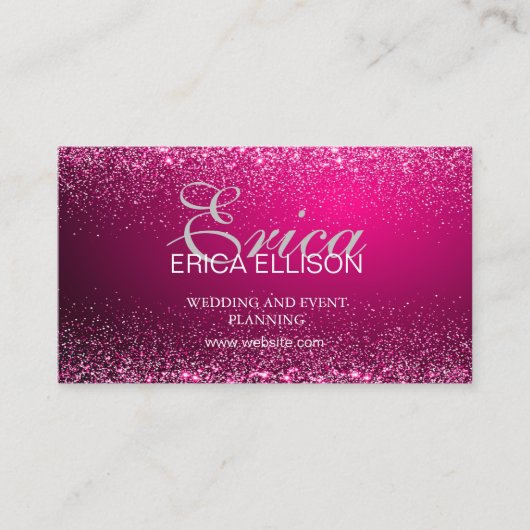 Carte De Visite Élégant professionnel QR Code Pink Silver (Devant)