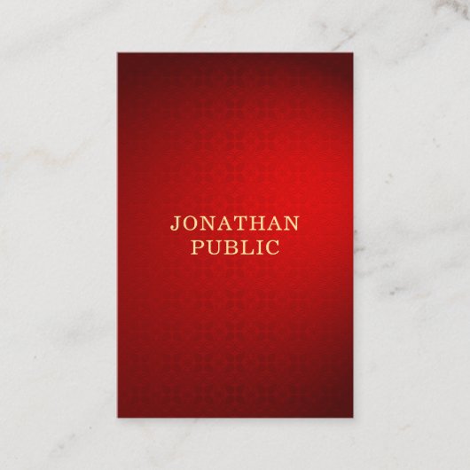 Carte De Visite Élégant professionnel Red Damask Gold Modèle texte (Devant)