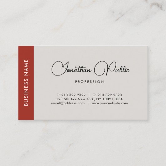 Carte De Visite Élégant Professionnel Script Nom Modèle Moderne (Devant)