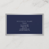 Carte De Visite Elégant professionnel Silver gris blanc cadre méta (Dos)