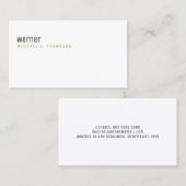 Carte De Visite élégant professionnel simple blanc (Devant / Derrière)