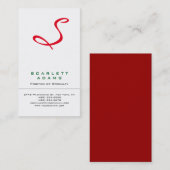 Carte De Visite Élégant professionnel simple blanc rouge monogramm (Devant / Derrière)