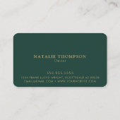Carte De Visite Élégant professionnel Simple Emerald Vert et Or (Dos)