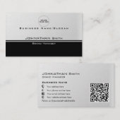 Carte De Visite Élégant professionnel Simple Minimal Code QR Logo (Devant / Derrière)
