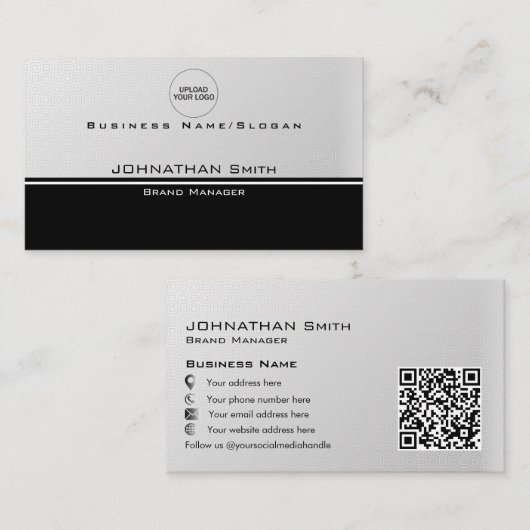 Carte De Visite Élégant professionnel Simple Minimal Code QR Logo (Devant / Derrière)