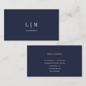 Carte De Visite Élégant professionnel simple Monogramme Marine (Devant / Derrière)