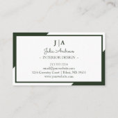 Carte De Visite Élégant Professionnel Simple Monogramme Minimal Ve (Dos)