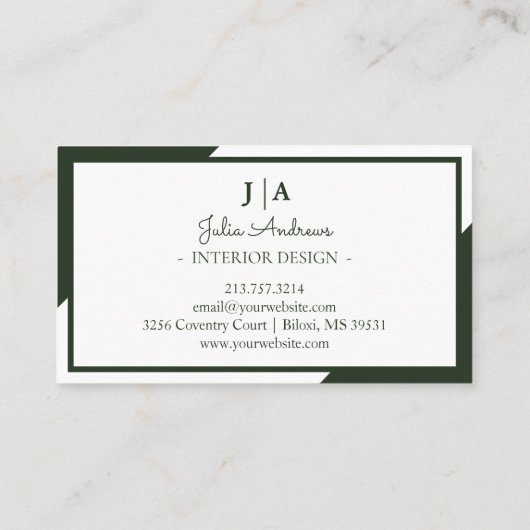 Carte De Visite Élégant Professionnel Simple Monogramme Minimal Ve (Dos)