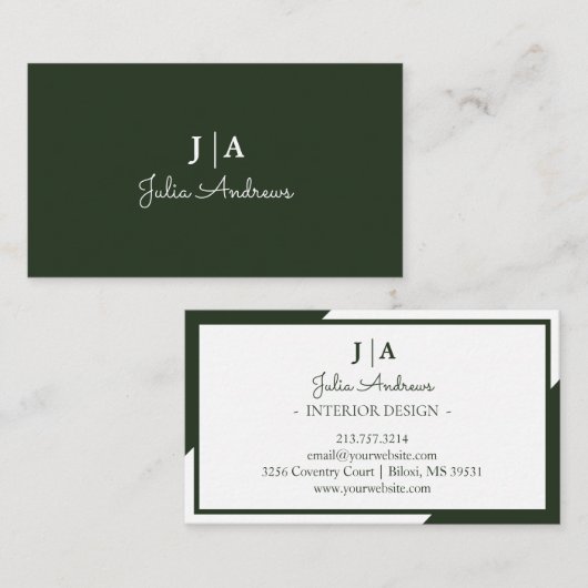 Carte De Visite Élégant Professionnel Simple Monogramme Minimal Ve (Devant / Derrière)