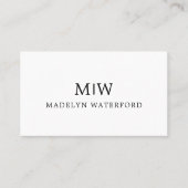 Carte De Visite Élégant Professionnel Simple Monogramme Minimalist (Devant)