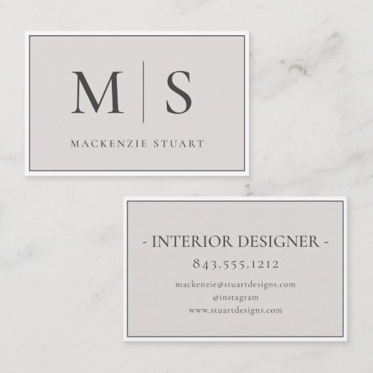 Carte De Visite Élégant Professionnel Simple Monogramme Minimalist (Devant / Derrière)