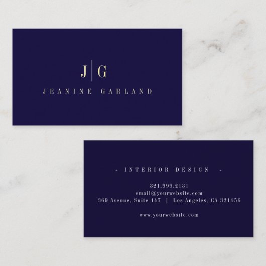 Carte De Visite Élégant Professionnel Simple Monogramme Minimalist (Devant / Derrière)