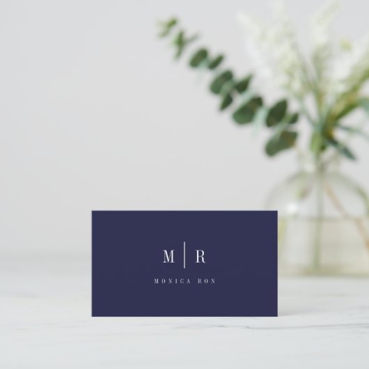 Carte De Visite Élégant Professionnel Simple Monogramme Minimalist (Debout devant)