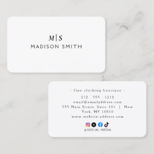 Carte De Visite Élégant Professionnel Simple Monogramme Minimalist