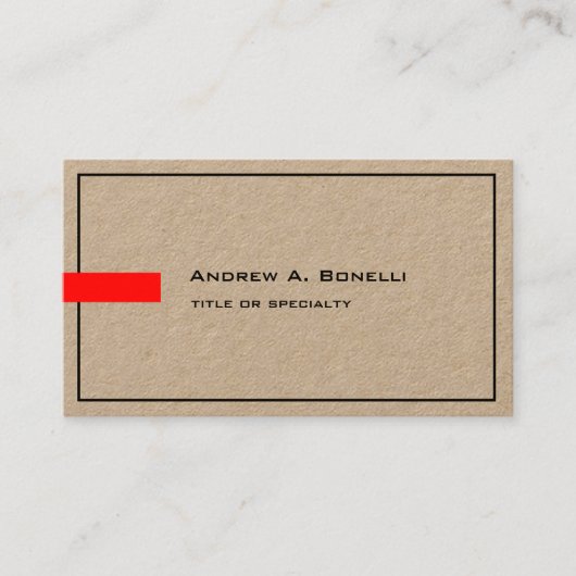 Carte De Visite Élégant professionnel tendance moderne Kraft haut  (Devant)