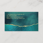 Carte De Visite Élégant professionnel Turquoise & Or Agate (Dos)