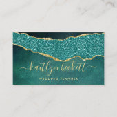 Carte De Visite Élégant professionnel Turquoise & Or Agate (Devant)