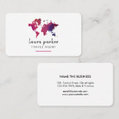 Carte De Visite Élégant propre d'agent de voyage d'aquarelle de (Devant / Derrière)