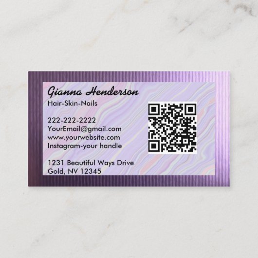 Carte De Visite Elegant Purple And Light Purple Iridescent (Dos)