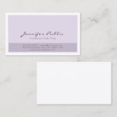 Carte De Visite Élégant Purple Blanc Simple Professionnel Moderne (Devant / Derrière)