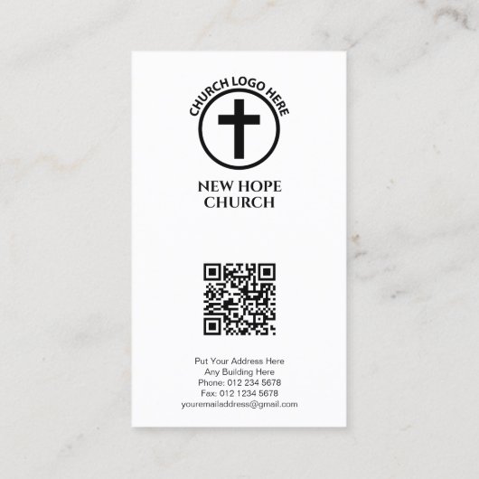 Carte De Visite Élégant Purple Christian Pastor Cross & QR Code (Dos)
