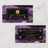 Carte De Visite Élégant Purple et Gold Ocean Parties scintillant A (Devant / Derrière)
