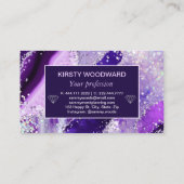 Carte De Visite Élégant Purple Faux Holo Parties scintillant Agate (Dos)
