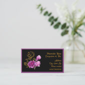 Carte De Visite Elegant Purple Gold Magnolia Flower (Debout devant)