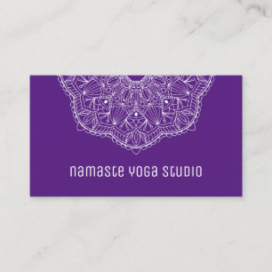 Carte De Visite Élégant Purple Main Tirée Mandala Yoga Instructeur
