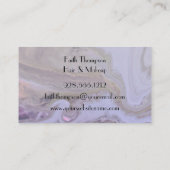 Carte De Visite Elegant Purple Marble Hair Stylist (Dos)