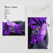 Carte De Visite ELÉGANT PURPLE NOIR PEACOCK White Pearl (Devant / Derrière)