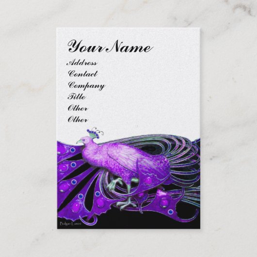 Carte De Visite ELÉGANT PURPLE NOIR PEACOCK White Pearl (Devant)