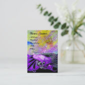 CARTE DE VISITE ÉLÉGANT PURPLE PEACOCK ET JAUNE PARKLES FLORAUX (Debout devant)