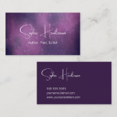 Carte De Visite Élégant Purple Starry Author Networking (Devant / Derrière)