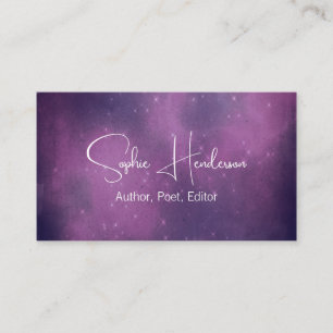 Carte De Visite Élégant Purple Starry Author Networking