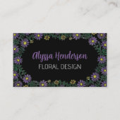 Carte De Visite Elegant Purple & Yellow Floral QR Code Florist (Devant)