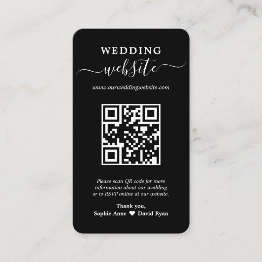 Carte De Visite Elegant QR Code Photo Mariage Site Web (Devant)