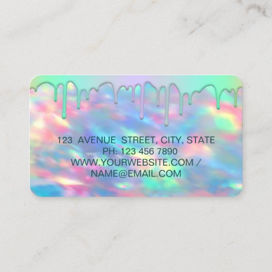 Carte De Visite Elégant Rainbow Drivers Ciseaux Holographique Opal (Dos)