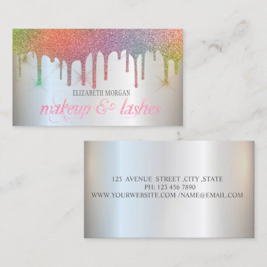 Carte De Visite Elégant Rainbow Parties scintillant Drivers Profes (Devant / Derrière)