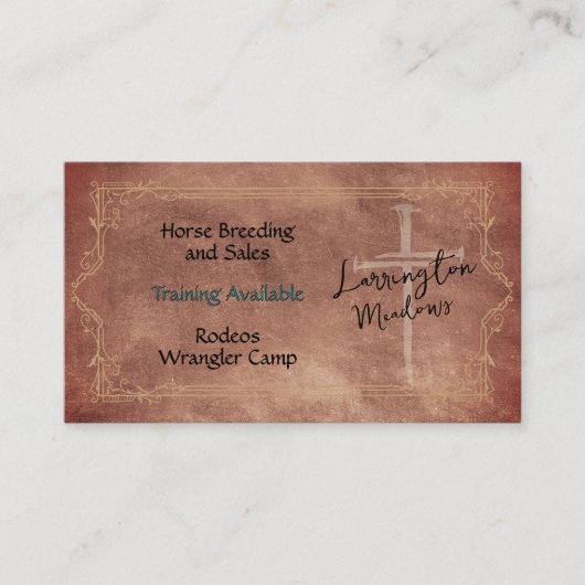 Carte De Visite Élégant ranch Cheval Western Cross QR Code Entrepr (Devant)