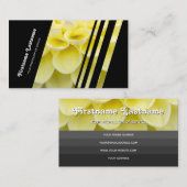 Carte De Visite Élégant rayures noires fleuriste dahlia jaune fleu (Devant / Derrière)