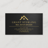 Carte De Visite Elegant Real Estate Broker Metallic Black Gold  (Devant)